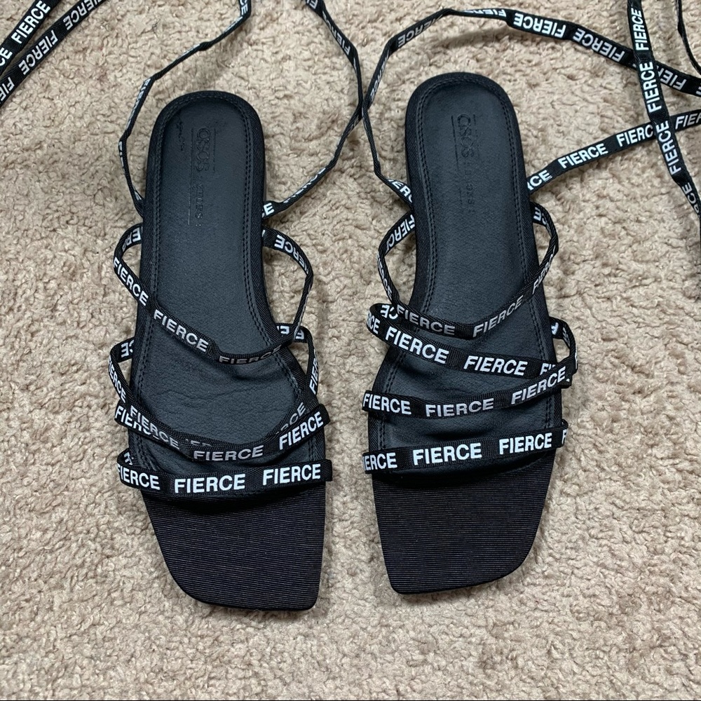 ASOS square toe lace up sandals